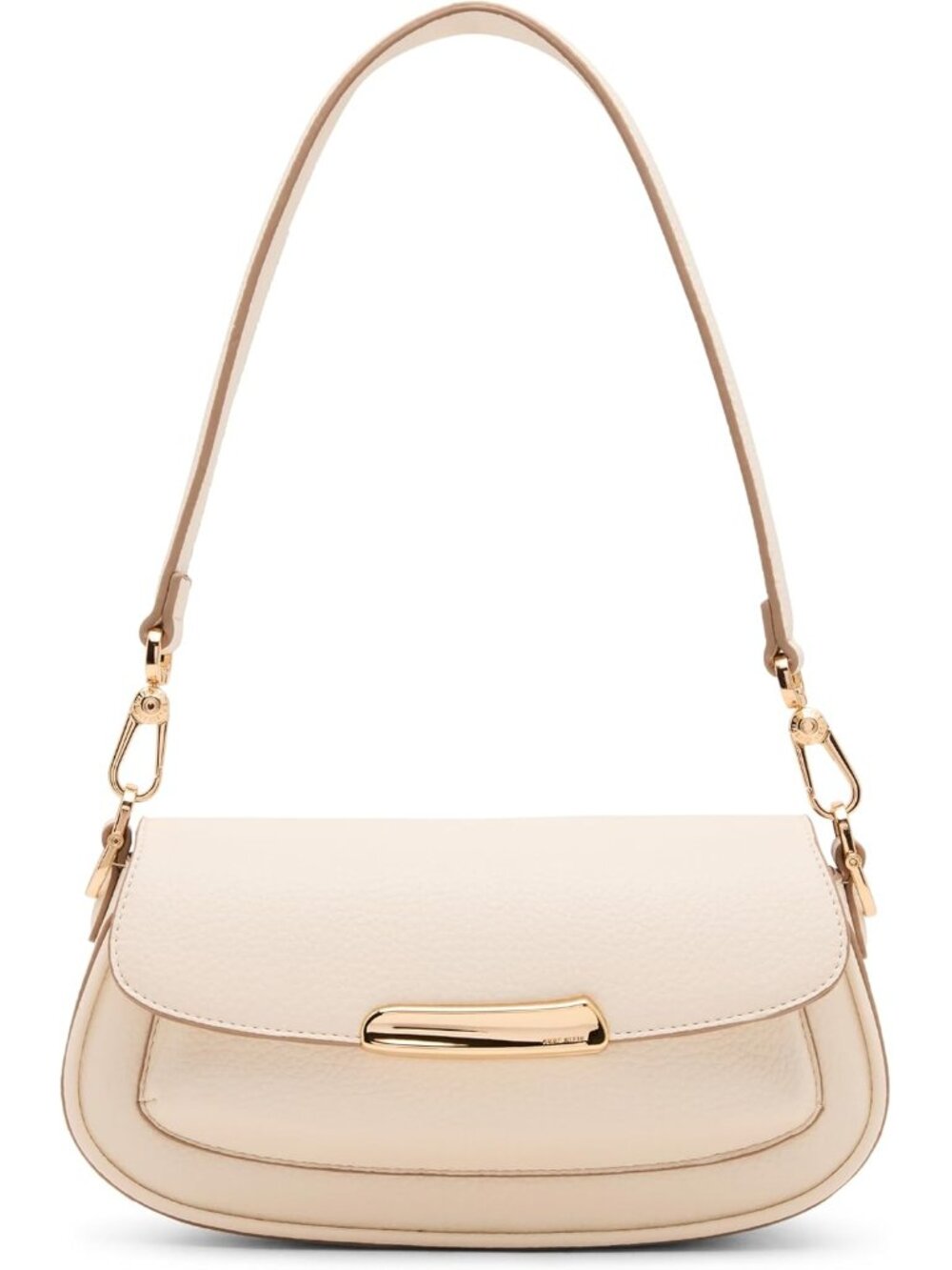 Women's Sculpted Plaque East West Small Shoulder Bag, Pearl White